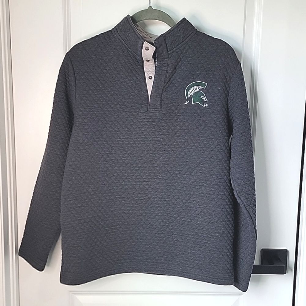 Champion Michigan State MSU Spartans Gray Quilted Pullover Jacket - Small